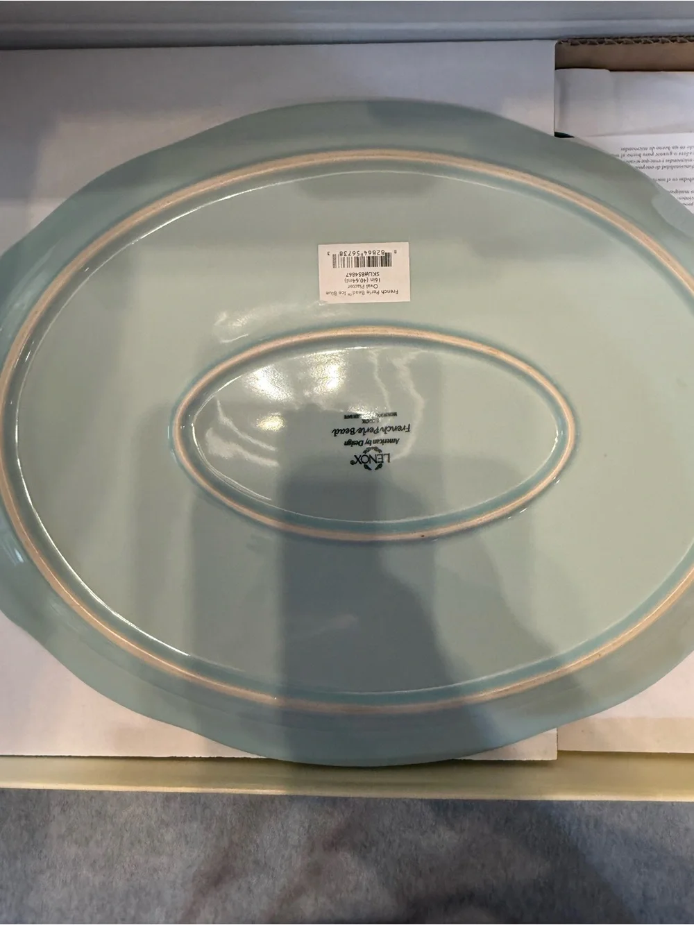 Lenox French Perle Bead Oval Platter in Iced Blue